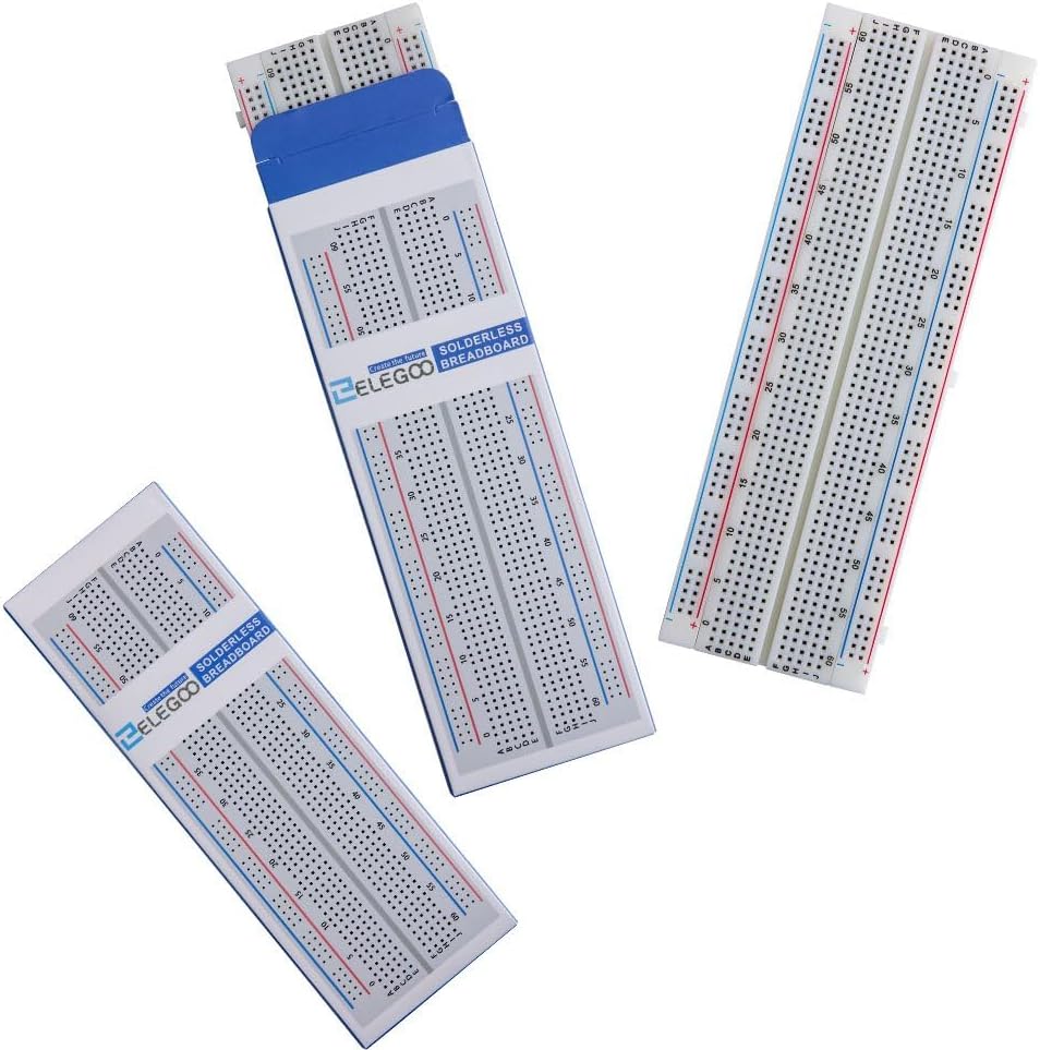 ELEGOO 3pcs Breadboard 830 Point Solderless Prototype PCB Board Kit for Arduino Proto Shield Distribution Connecting Blocks