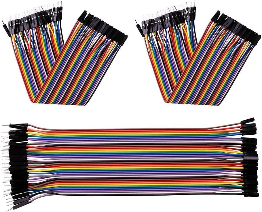 ELEGOO 120pcs Multicolored Dupont Wire for Arduino, 40pin Male to Female, Male to Male, Female to Female, Breadboard Jumper Ribbon Cables Kit Compatible with Arduino kits