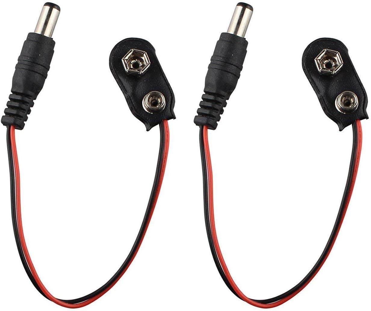 UIOTEC 9V Battery Buckle Snaps Power Cable Clip Connector 2.1Mm Dc Jack Plug for Arduino (2Pcs) **