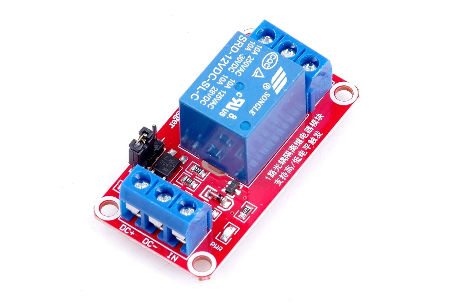 1-Channel Relay Module, 12V DC, 30A, High/Low Level Trigger, Optocoupler Isolation, PLC/Industrial Control