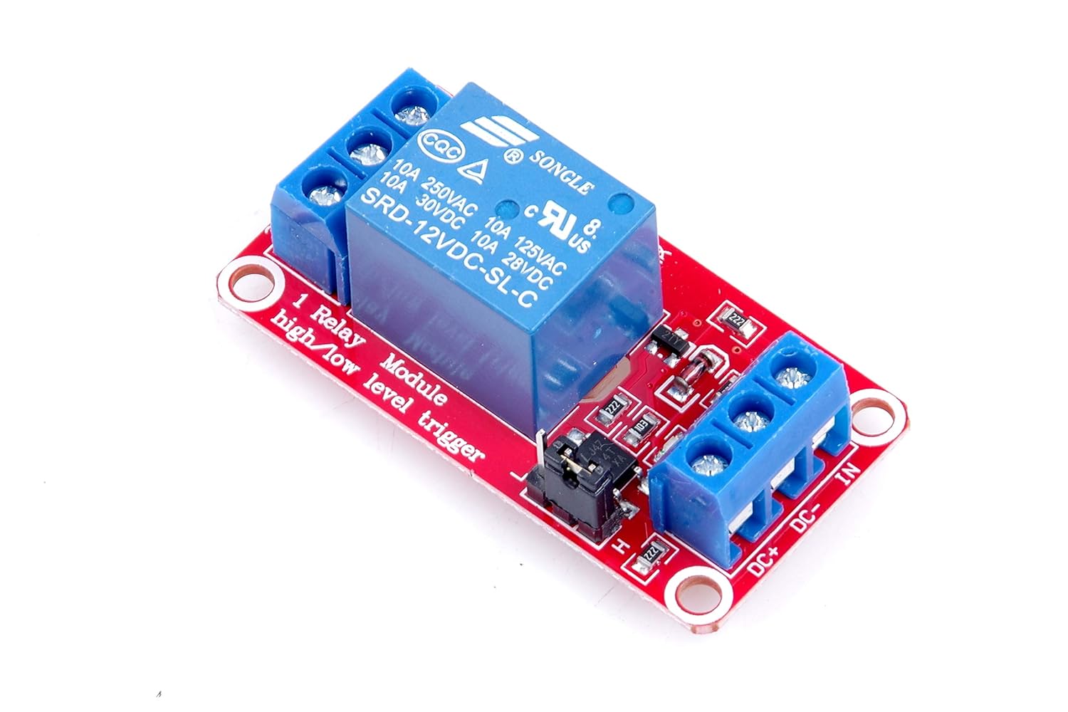 1-Channel Relay Module, 12V DC, 30A, High/Low Level Trigger, Optocoupler Isolation, PLC/Industrial Control