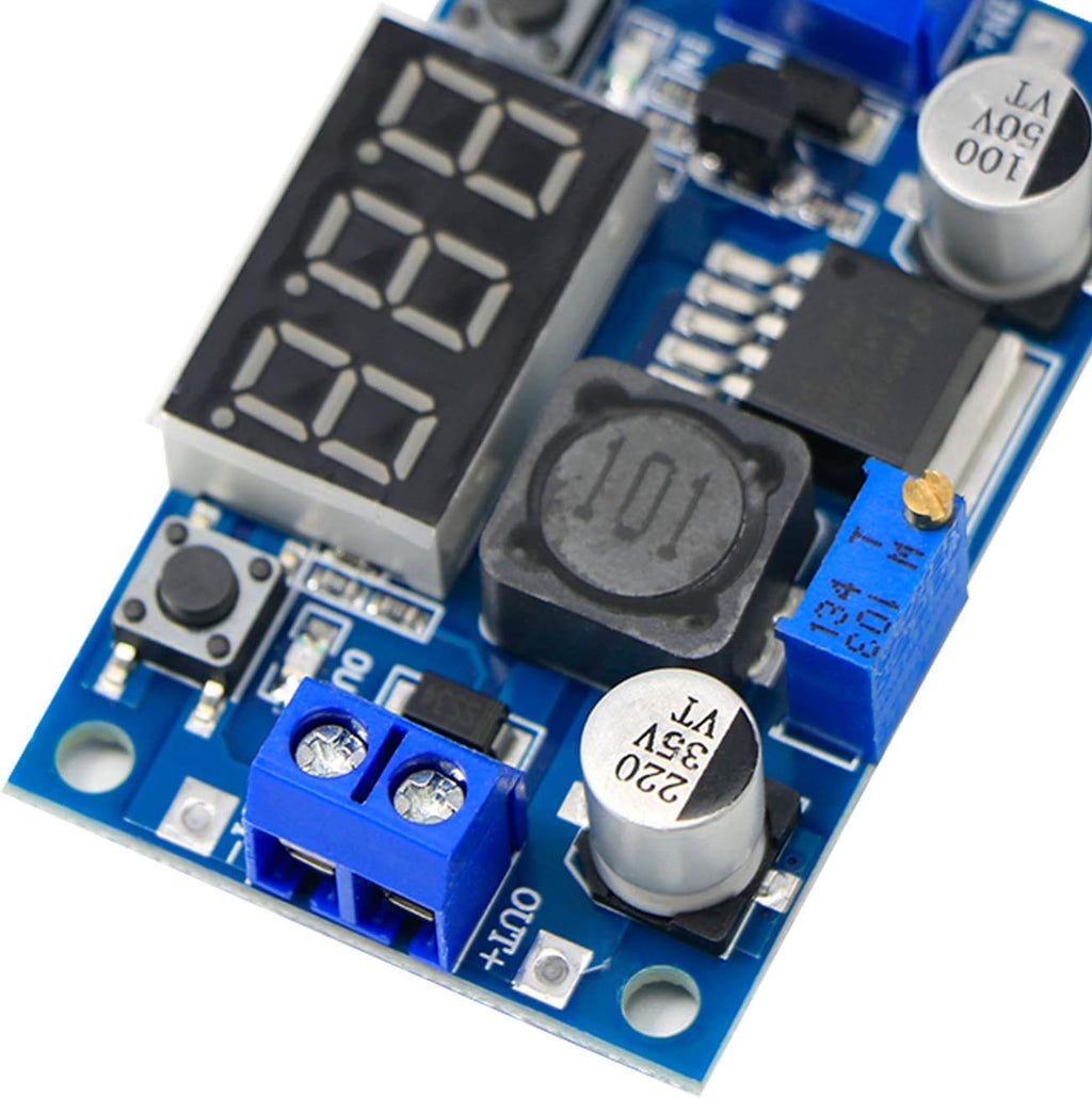 LM2596S DC-DC Buck Converter DIY 4-40V to 1.25-37V Step-Down Regulator Power Module Volt Stabilizer with LED Voltmeter Display 2PCS