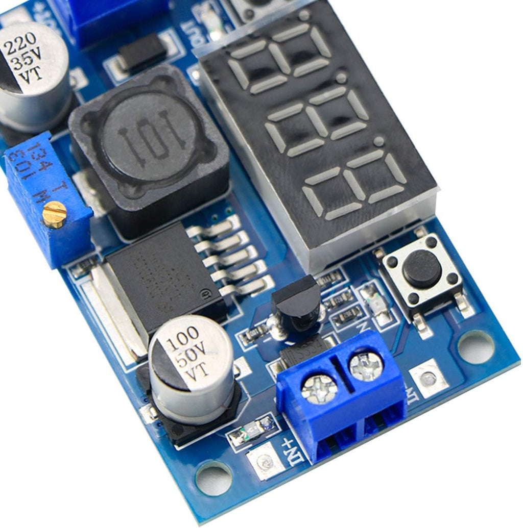 LM2596S DC-DC Buck Converter DIY 4-40V to 1.25-37V Step-Down Regulator Power Module Volt Stabilizer with LED Voltmeter Display 2PCS