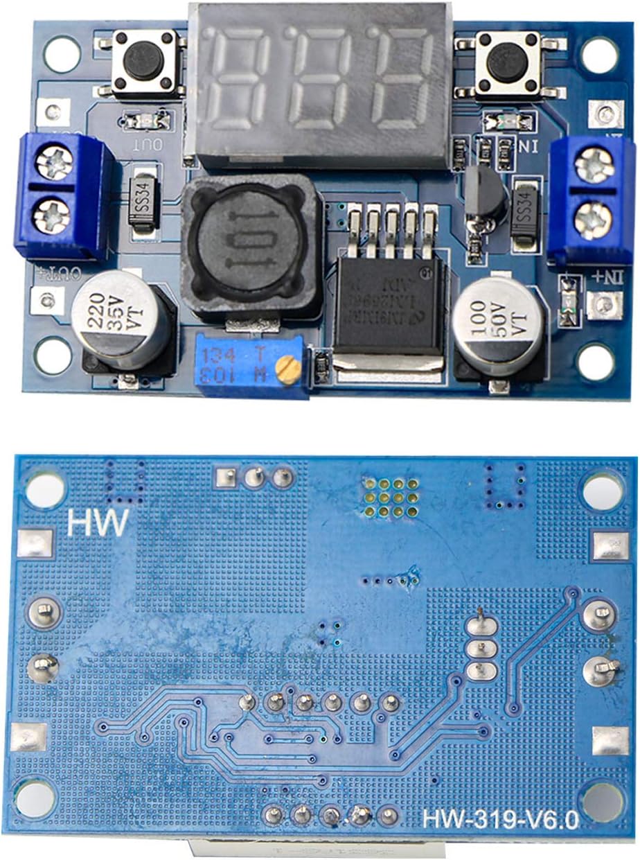 LM2596S DC-DC Buck Converter DIY 4-40V to 1.25-37V Step-Down Regulator Power Module Volt Stabilizer with LED Voltmeter Display 2PCS