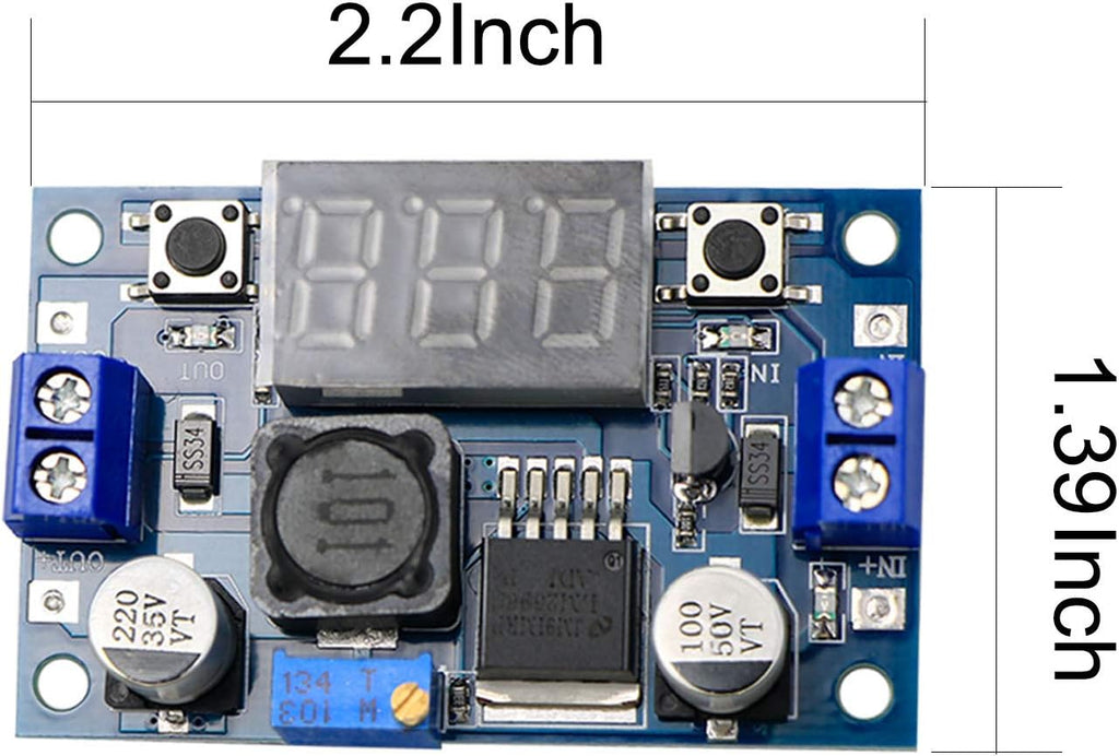 LM2596S DC-DC Buck Converter DIY 4-40V to 1.25-37V Step-Down Regulator Power Module Volt Stabilizer with LED Voltmeter Display 2PCS