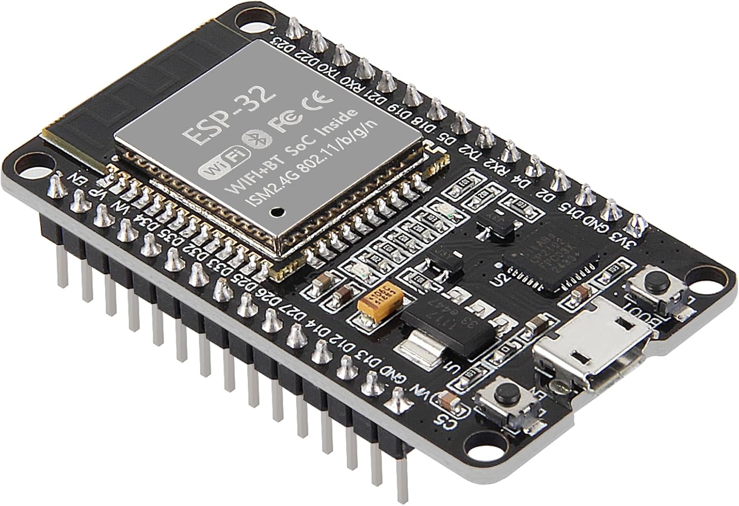 ESP-WROOM-32 ESP32 ESP-32S Development Board 2.4GHz Dual-Mode WiFi + Bluetooth Dual Cores Microcontroller Processor Integrated with Antenna RF AMP Filter AP STA Compatible with Arduino IDE (1 PCS)