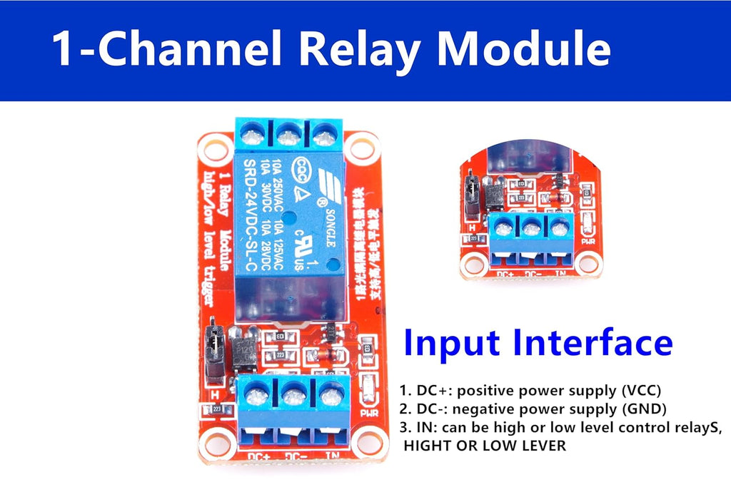 1-Channel Relay Module, 12V DC, 30A, High/Low Level Trigger, Optocoupler Isolation, PLC/Industrial Control