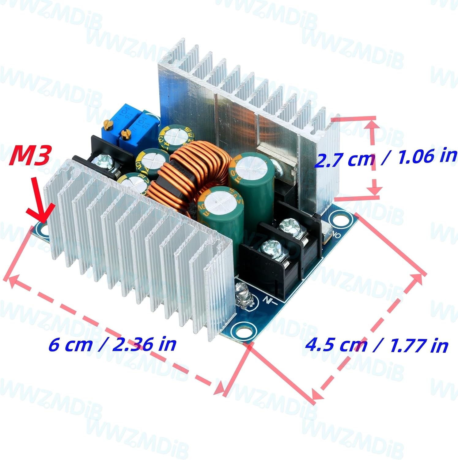 WWZMDiB Constant Current CC CV Buck Converter Module DC 6-40V to 1.2-36V 20A 300W Adjustable Step Down Voltage Regulator Power Supply Module with Short Circuit Protection Function